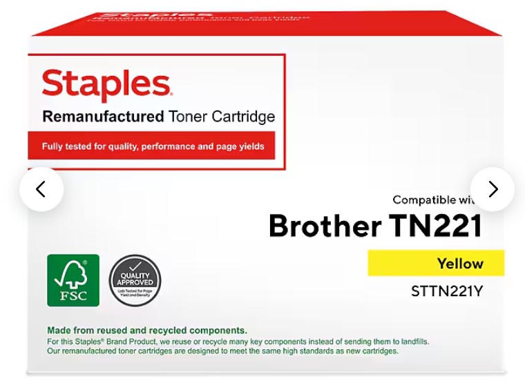 Brother TN-221, Ink Toner, Yellow, Remanufactured