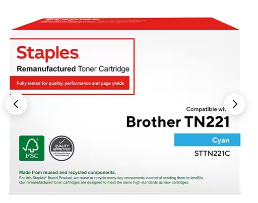 [193] Brother TN-221, Ink Toner, Cyan/blue, Remanufactured