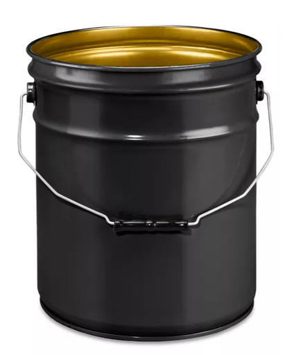 [1201] Steel Pail - 5 Gallon, Open Top, Lined, Black