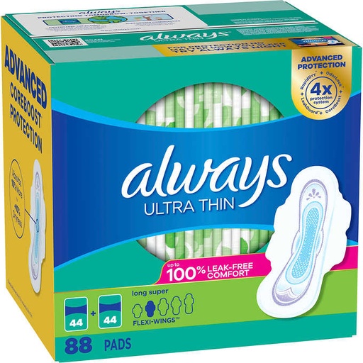[1213] Always Ultra Thin Long Pads, 88 ct
