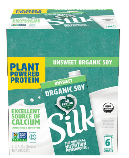 [2750] Soy Milk, Organic, Unsweetened, Silk 6/32oz